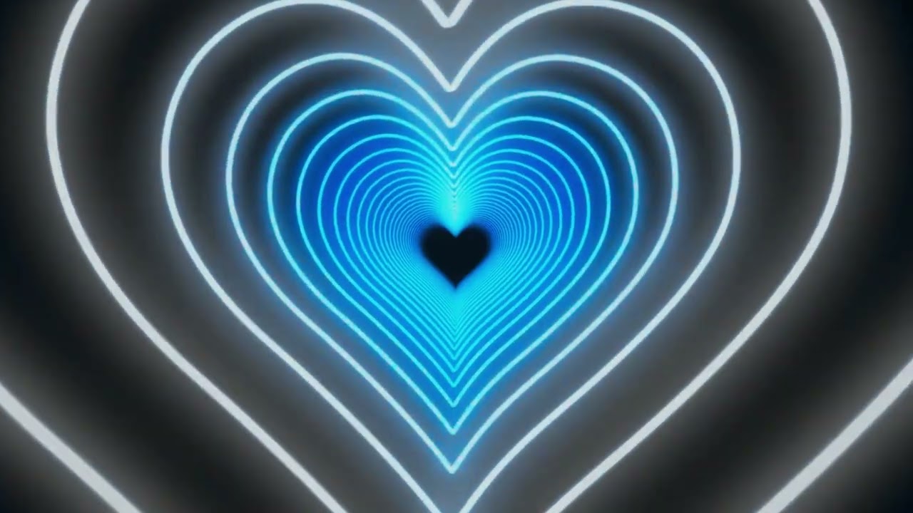 Blue Neon Heart Tunnel Background Loop 4K💙Live Desktop Wallpaper Aesthetic🔥 Frame TV Art screensaver