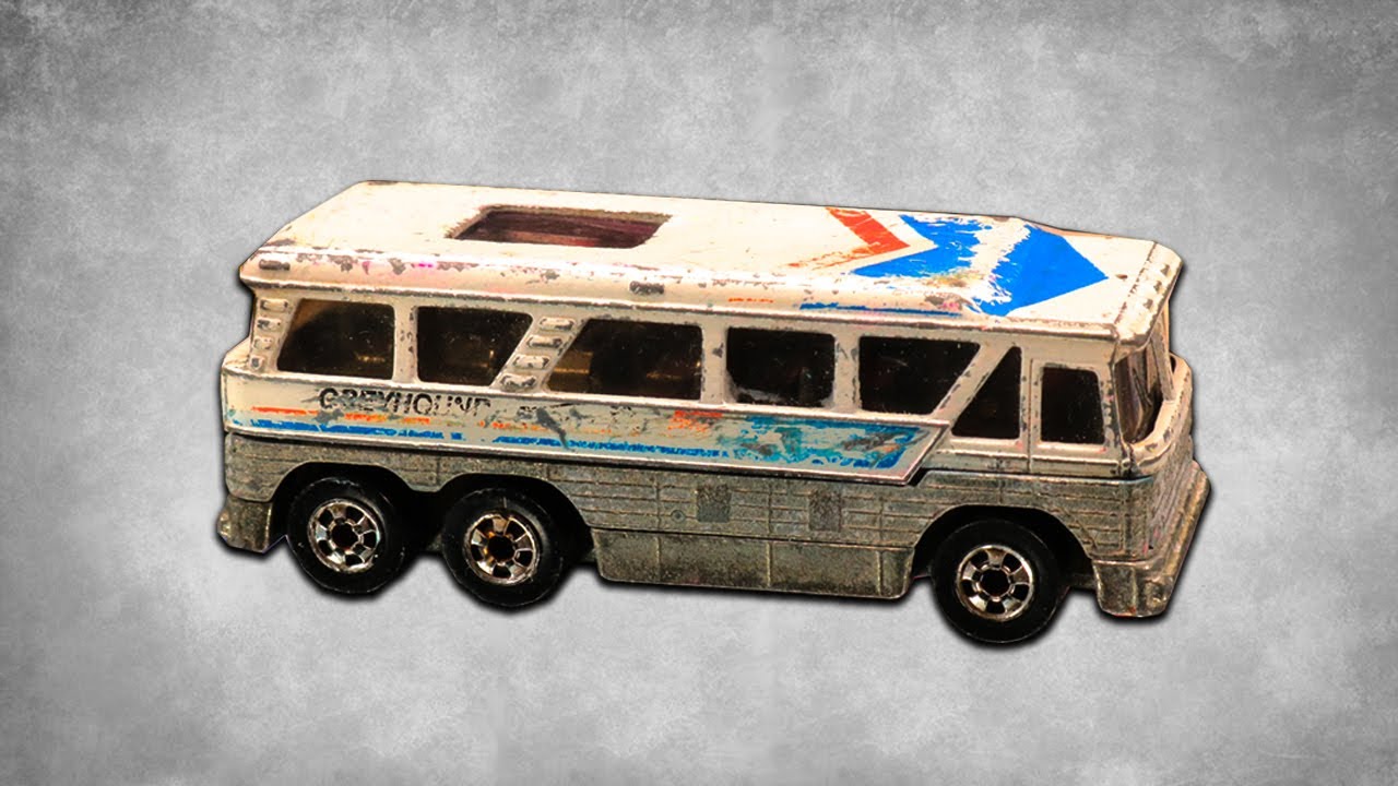 Реставрация Hot Wheels — автобус Greyhound с наклейками для водной горки