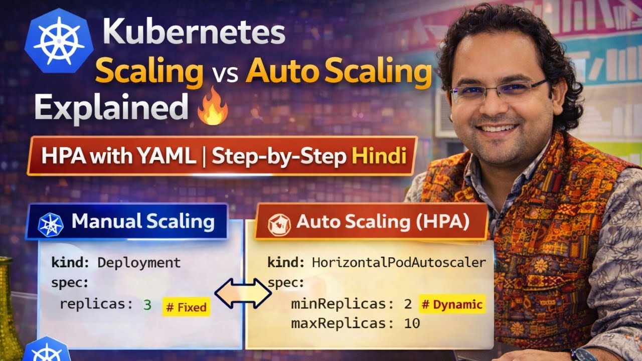 Kubernetes Scaling vs Auto Scaling | LAB-5 | HPA with YAML Explained | DevOps Hindi