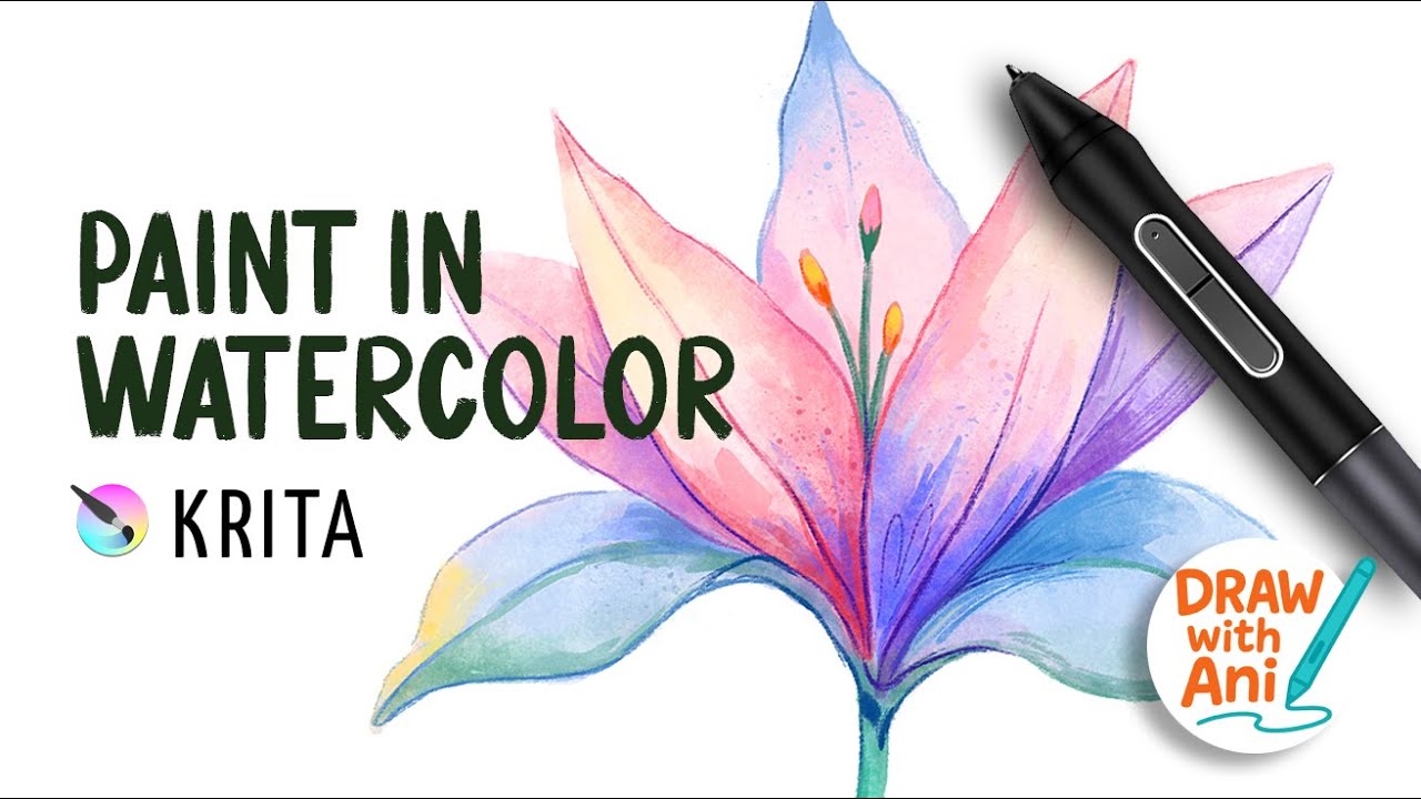 Paint a STUNNING Watercolour Lily Flower in Krita