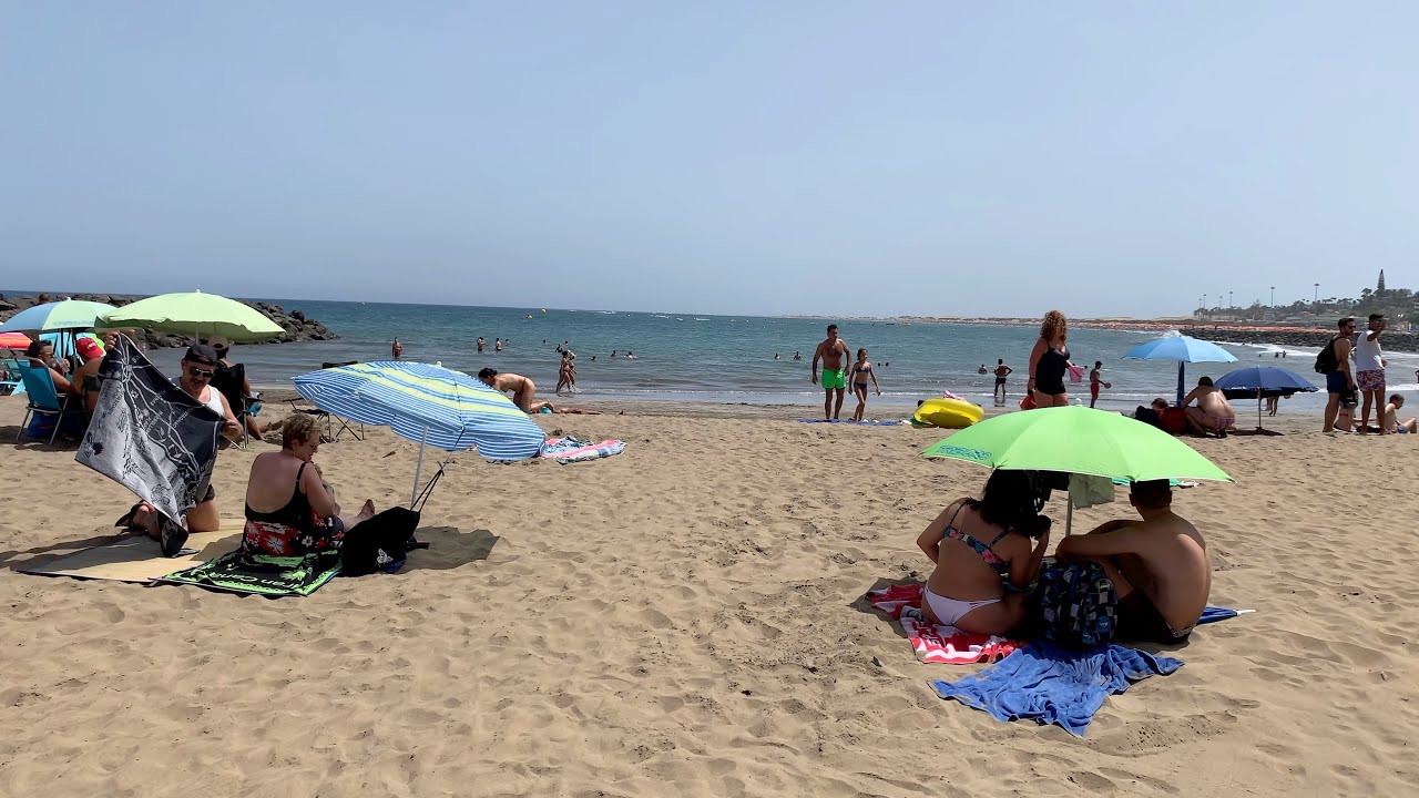 Gran Canaria Playa del Ingles Walking the Beach Sommer July 2019 4K