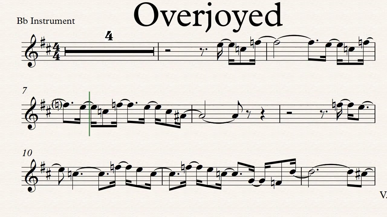 Overjoyed Clarinet Trumpet Tenor and Soprano Saxophone Play along Sheet Music