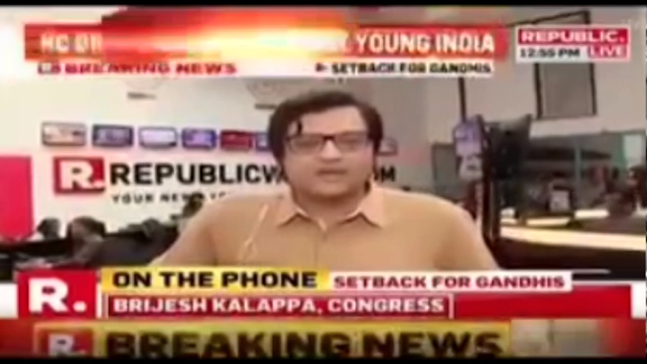 Watch Arnab Goswami slaps Congress Leader Brijesh Kalappa on LIVE TV