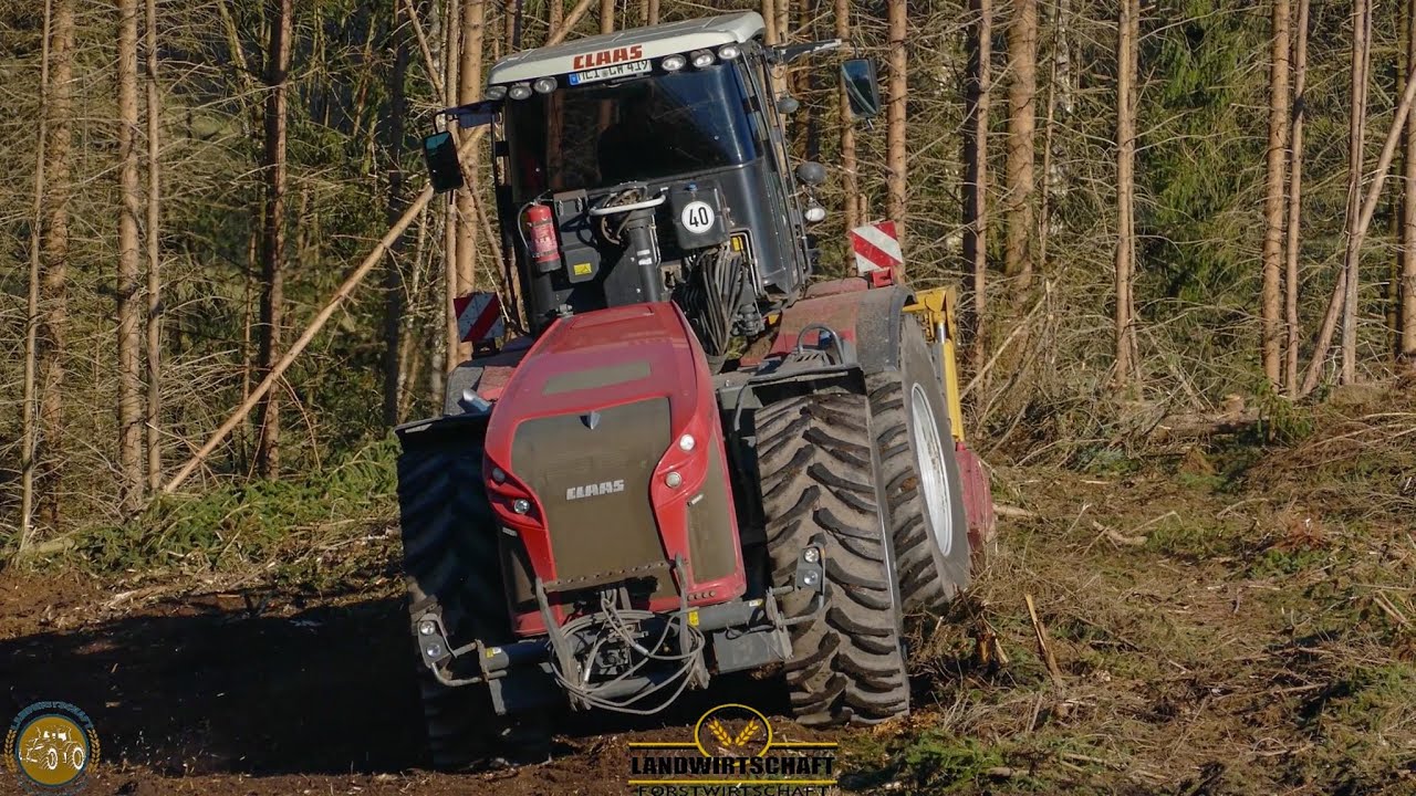 Das Wird Krass!!! Roter Claas Xerion 4000 kommt ans Limit auf 25% Steilhang Baumstümpfe mulchen 2021