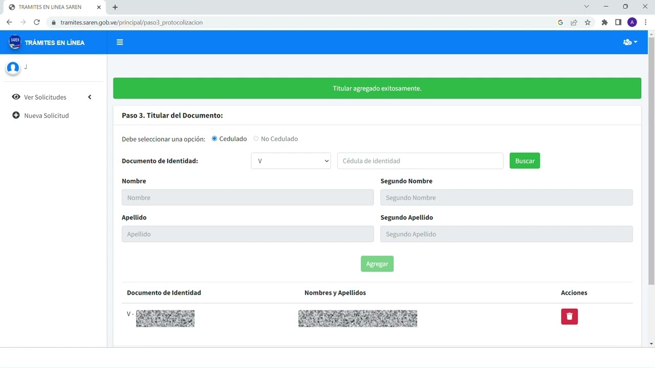 REGISTRO DE TITULO CON CITA PG SAREN VENEZUELA C/APODERADO-PERSONAS EN EL EXTERIOR- PROTOCOLIZACION
