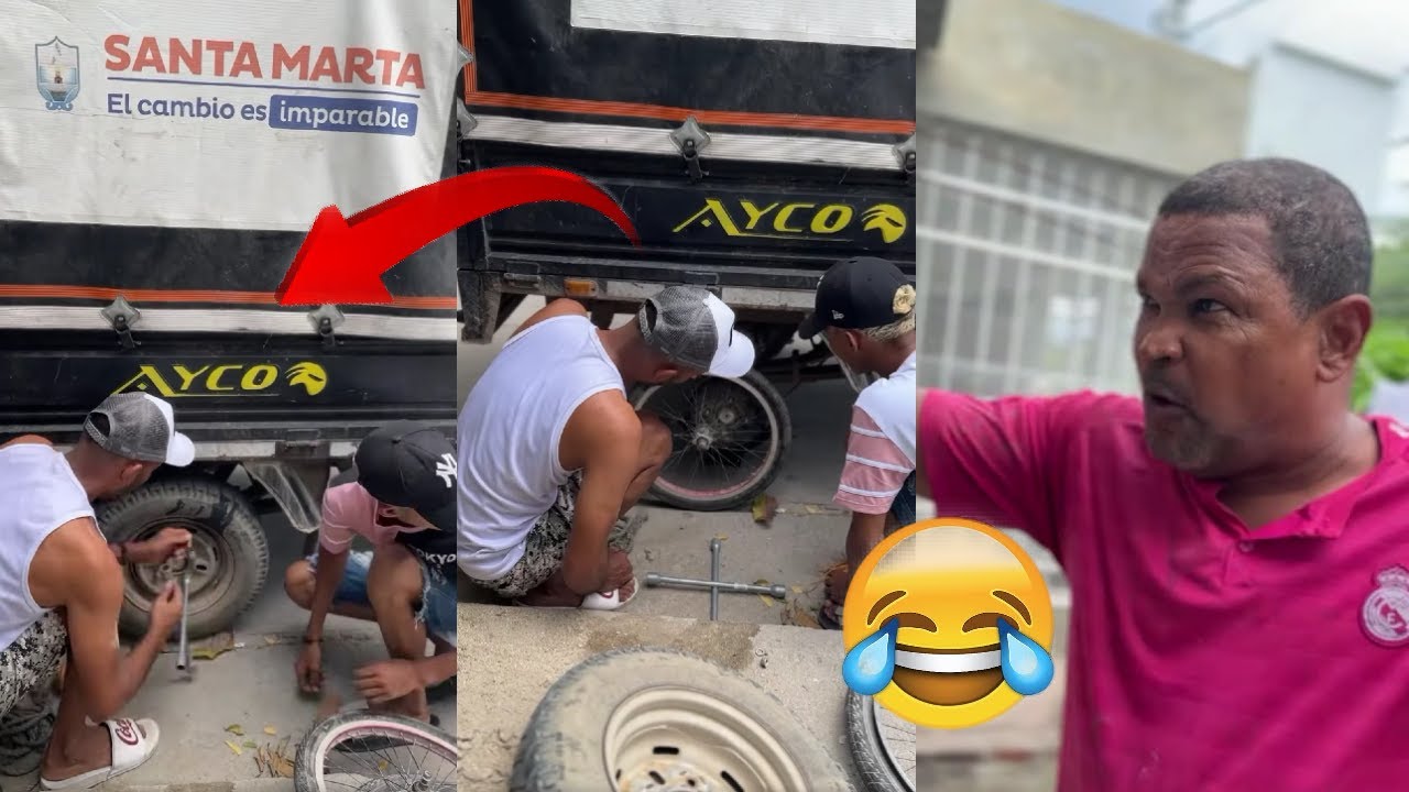Le colocamos llantas de bicicleta al carro del Maistro😅😂😂