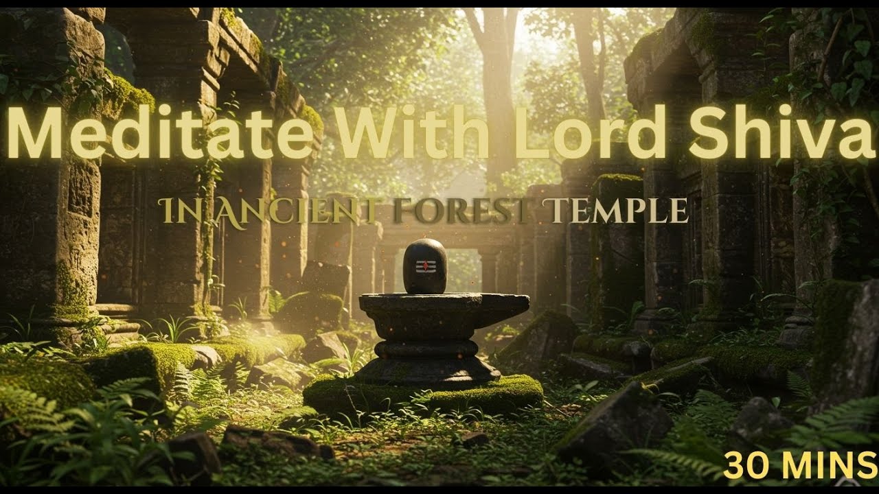 30min Deep Meditation in Forest Lord Shiva Temple Ruins | Jungle Ambience | 3D Natural Sounds