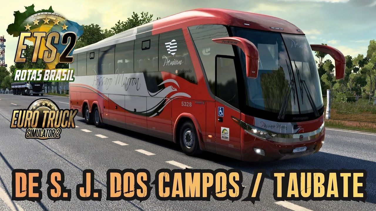 VIAGEM REALISTA DE ÔNIBUS | DE S. J. DOS CAMPOS-SP Á TAUBATÉ-SP | MOD BUS ETS2 | MAPA ROTAS BRASIL