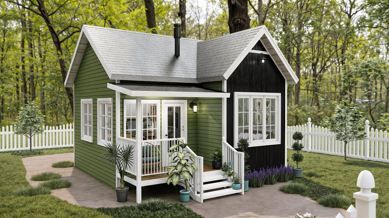 🏡 Cozy 19'x21' (6x6.5m) Small House Design with Charming Front & Back Porch | Smart Floor Plan 🏡