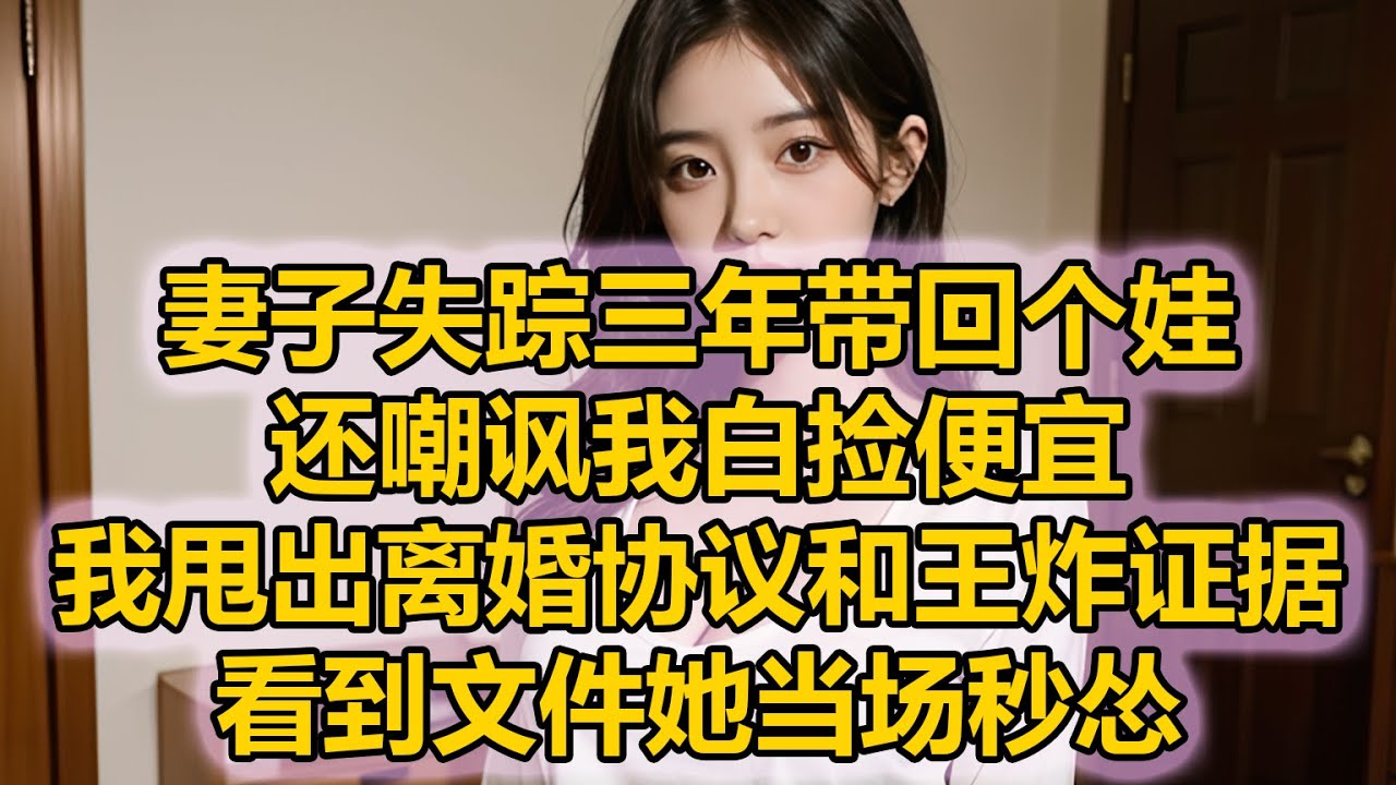 妻子失踪三年带回个娃，还嘲讽我白捡便宜，我反手甩出离婚协议和王炸证据，看到文件她当场秒怂