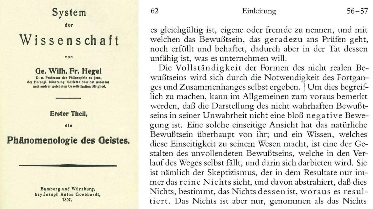 Hegel | PHÄNOMENOLOGIE DES GEISTES | Einleitung (2/4)