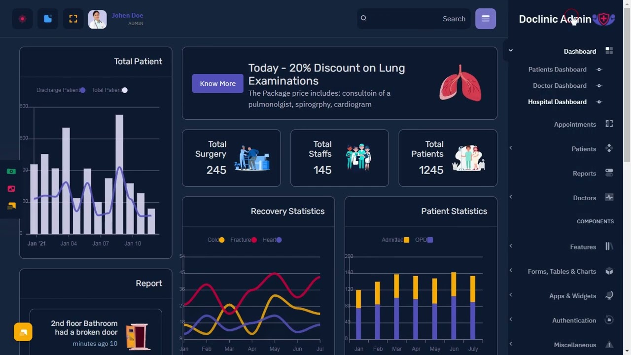 Hospital Dashboard Bootstrap 5 Admin Template with Dark RTL Theme