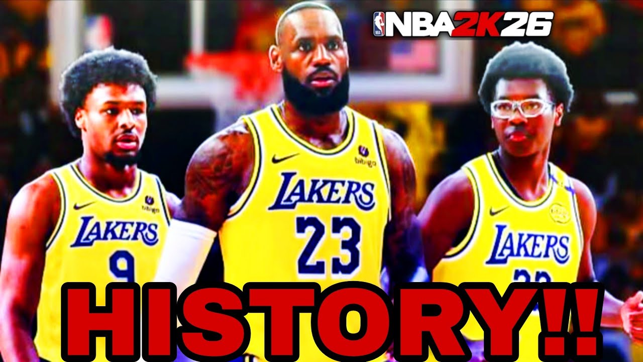 BRYCE JAMES JOINS HIS DAD AND HIS BROTHER ON NBA 2K26 | LOS ANGELES LAKERS VS BROOKLYN NETS