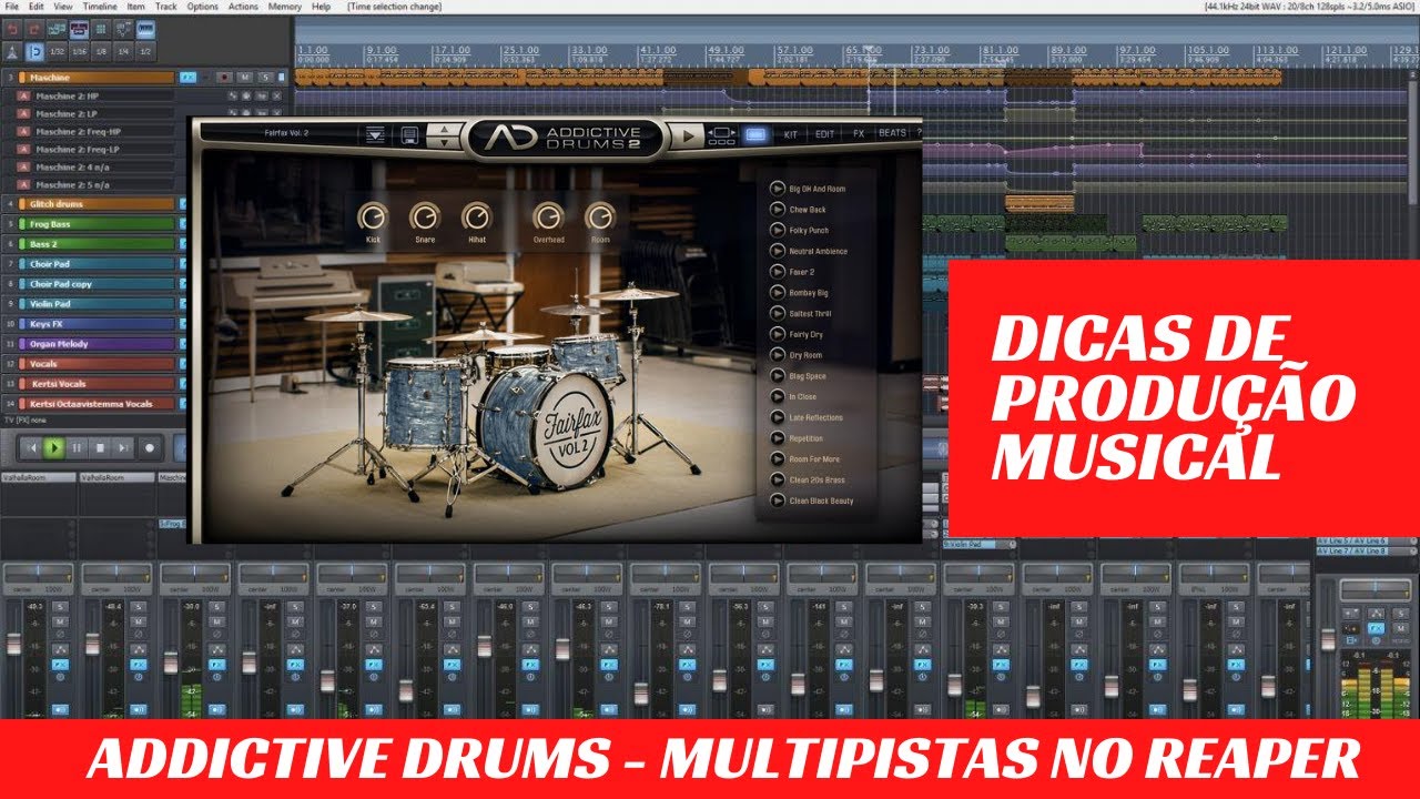 Addictive Drums 2 Multipistas no REAPER