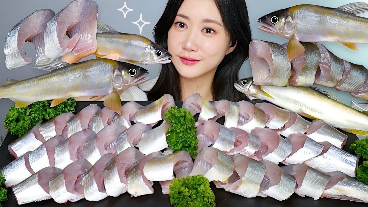수박향이 나는 생선🐟파묘의 주인공(?) 은어회 먹방✨ Raw Sweetfish 鮎 | eating show | asmr mukbang korean