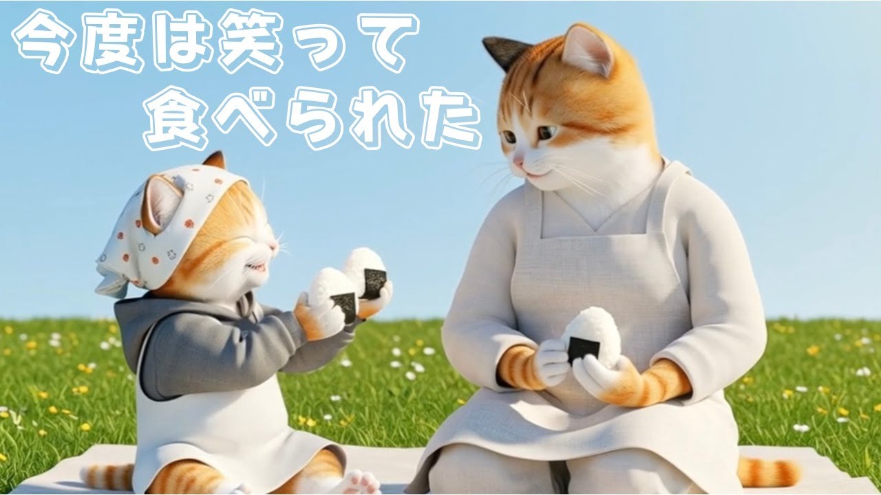 【がんばるチビの物語】〜涙のおにぎり編〜続編〜今度は、笑って食べられた😸😸｜泣いて食べたあの日のつづき🐾