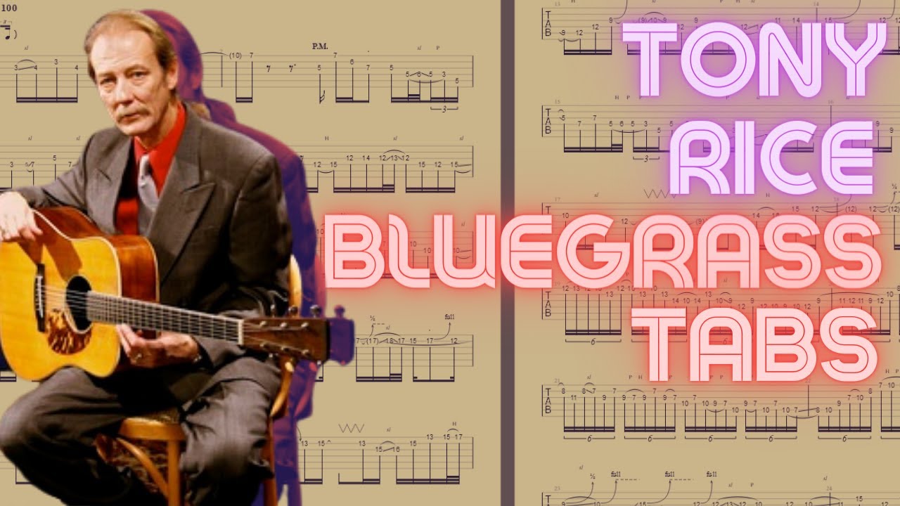 Tony Rice Nine Pound Hammer Guitar Solos - Animated TABS