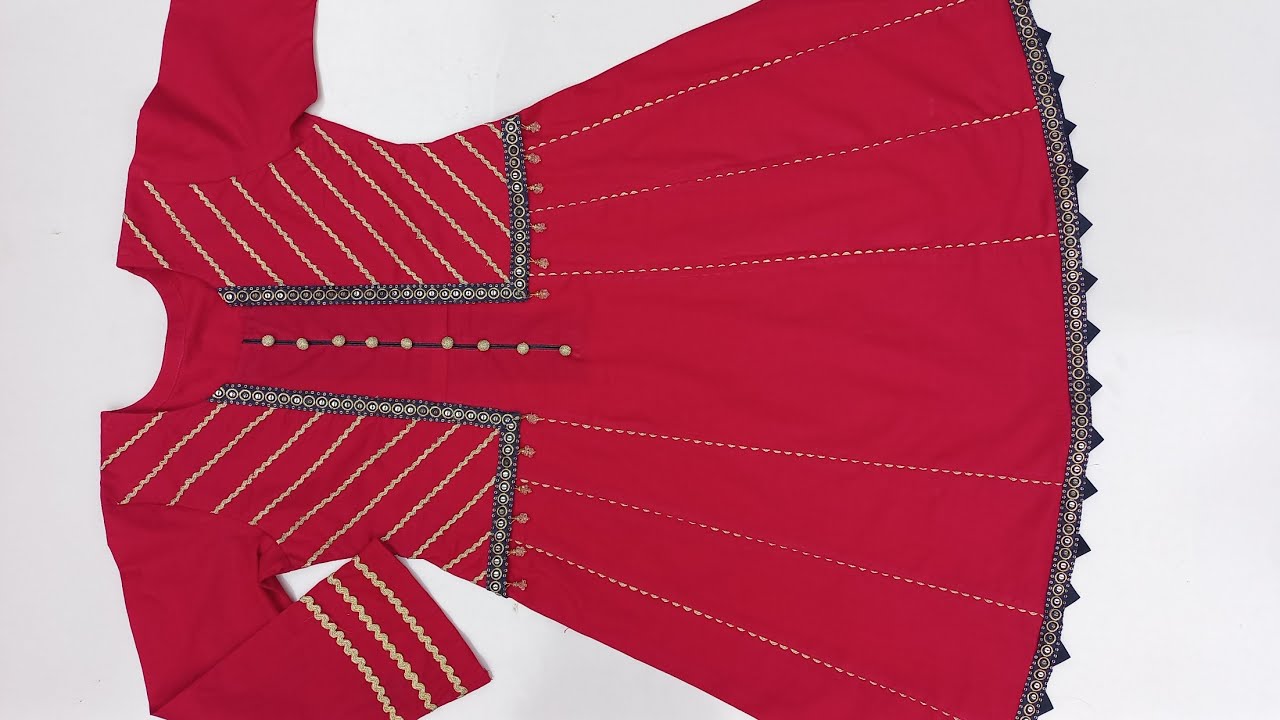 Aesthetic inclined multiple panels designing for girls/Highly coveted border panels frock design