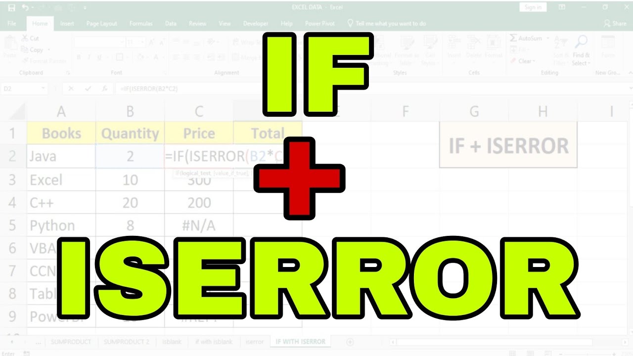 IF with ISERROR Function in Excel