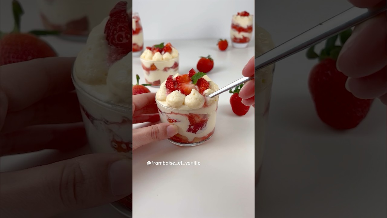 Tiramisu fraise 🍓 recette en description #tiramisu #fraise #recette #recettefacile