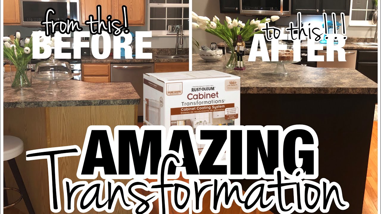 HOW TO PAINT KITCHEN CABINETS+DIY !! (MAKEOVER WITH RUSTOLEUM TRANSFORMATION KIT)