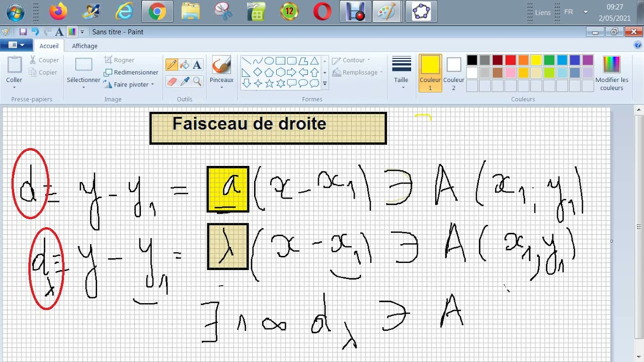 Géométrie analytique - Faisceau de droite