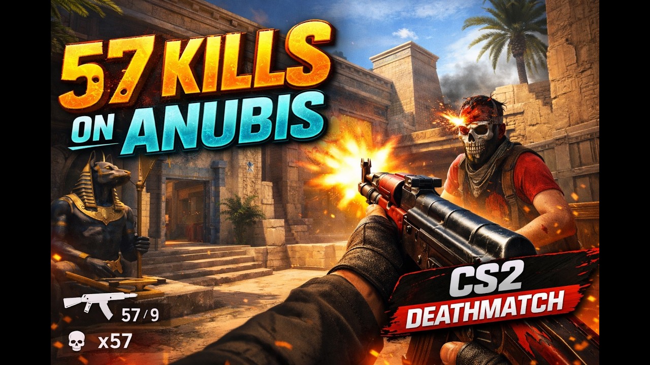 57 Kills on Anubis | CS2 Deathmatch High-Kill Gameplay
