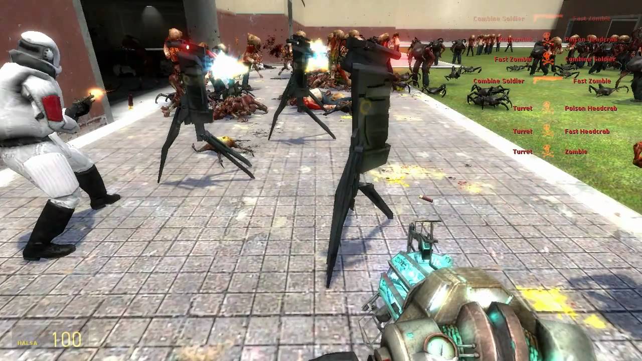 zombie vs turret and combine elite vs me :)