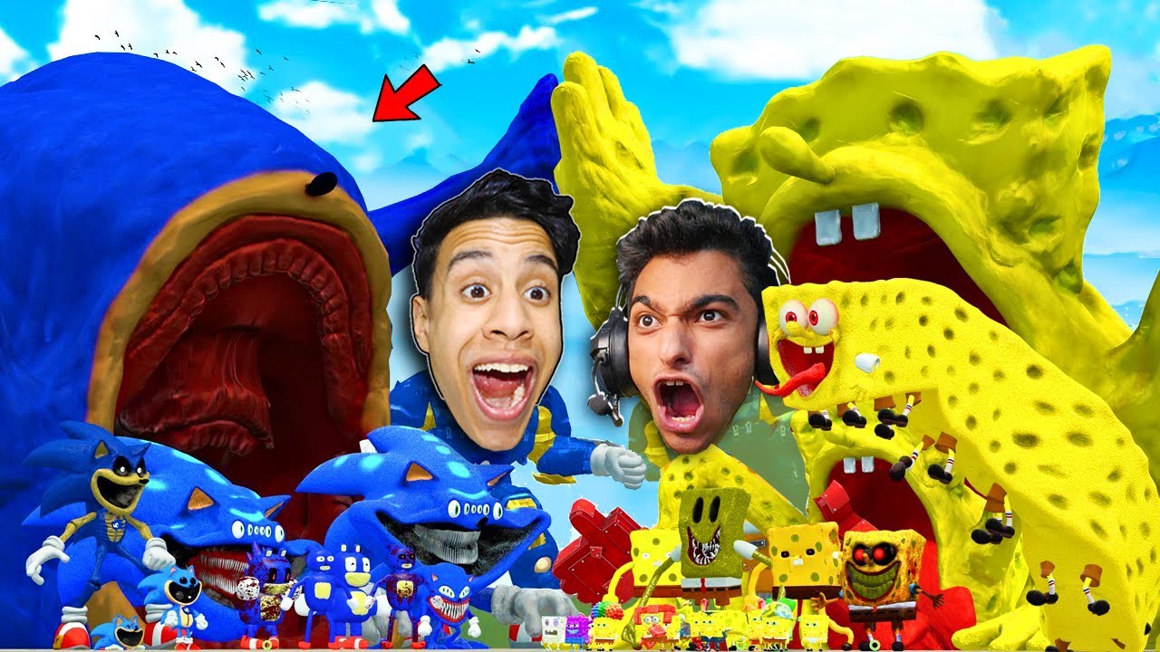اقوي معركة بين جيش سبونج بوب العملاق ضد سونيك الشيطاني مع القائد عبده ماندو.!! 🔥😱 | Garry's Mod