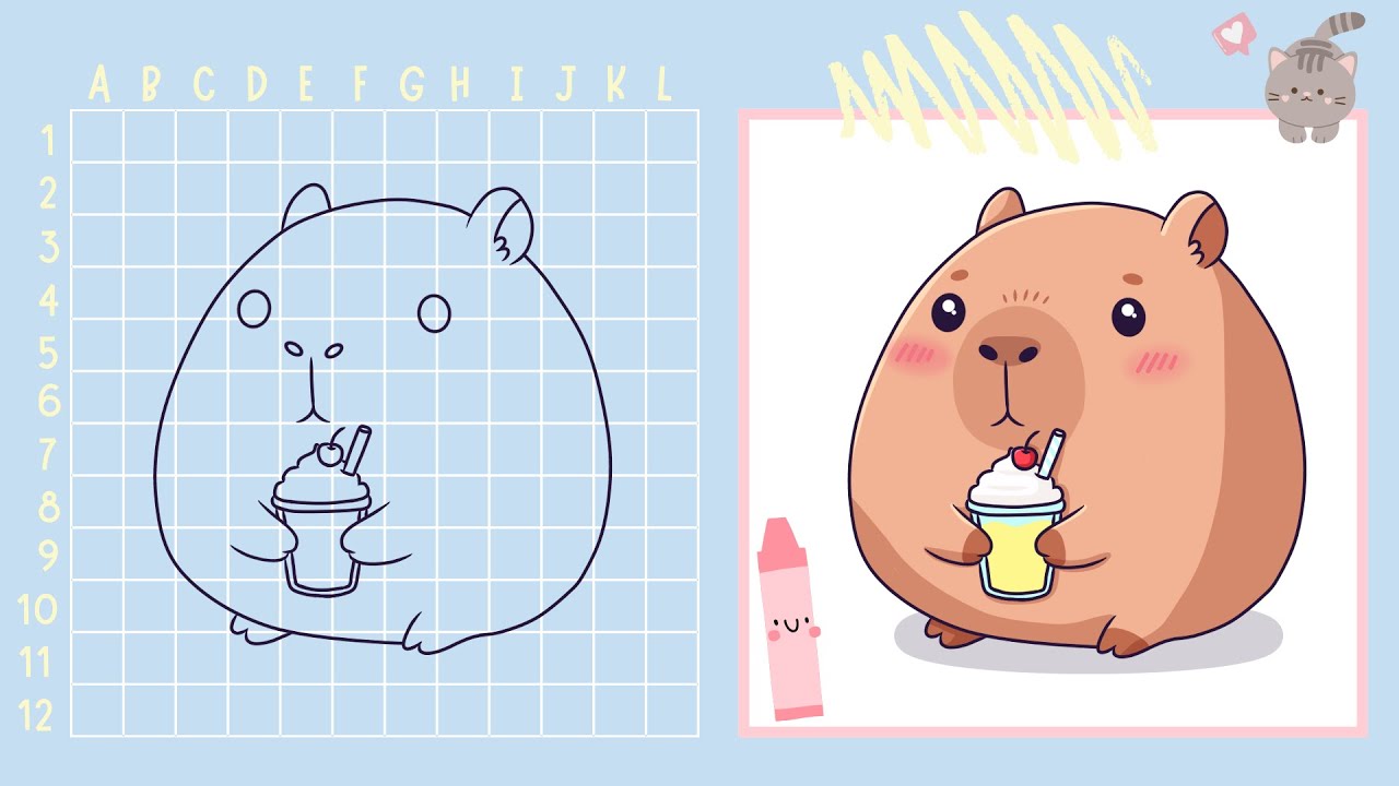CÓMO DIBUJAR una CAPIBARA FÁCIL 🎨 | con CUADRÍCULA  (Sin Voz)