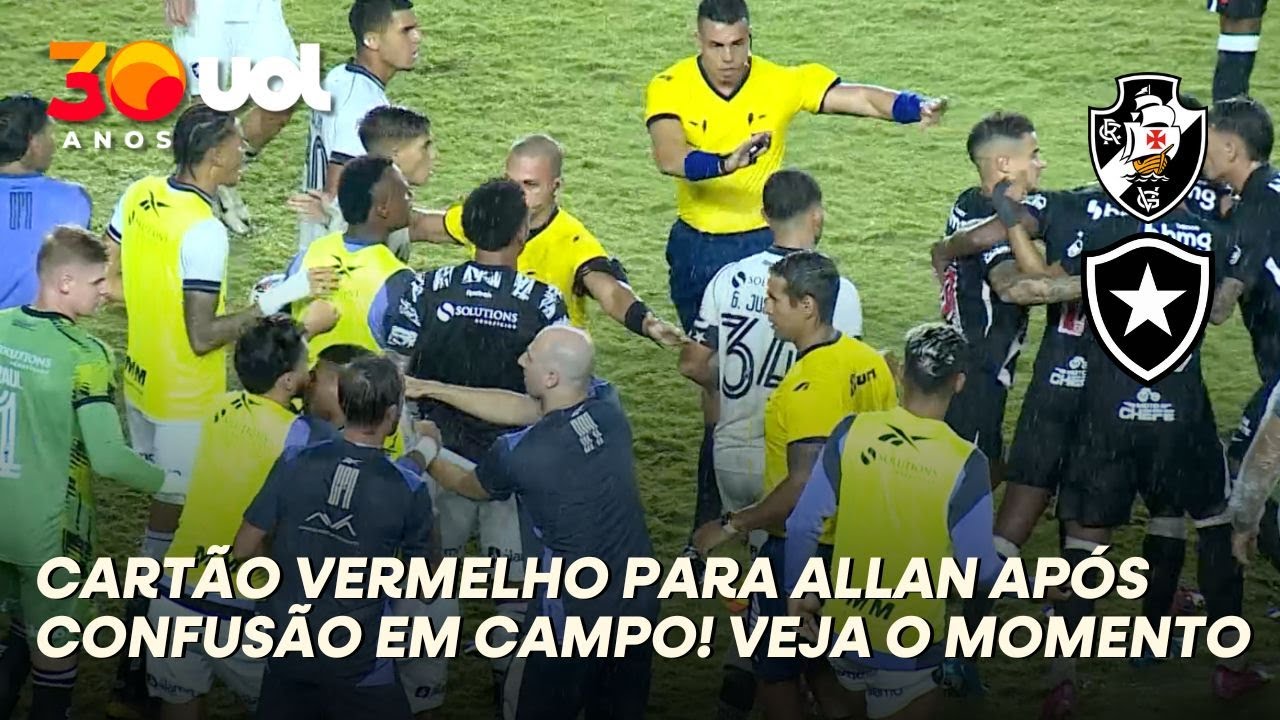 AP&Oacute;S CONFUS&Atilde;O ENTRE JOGADORES DO BOTAFOGO E O &Aacute;RBITRO, ALLAN LEVOU CART&Atilde;O VERMELHO