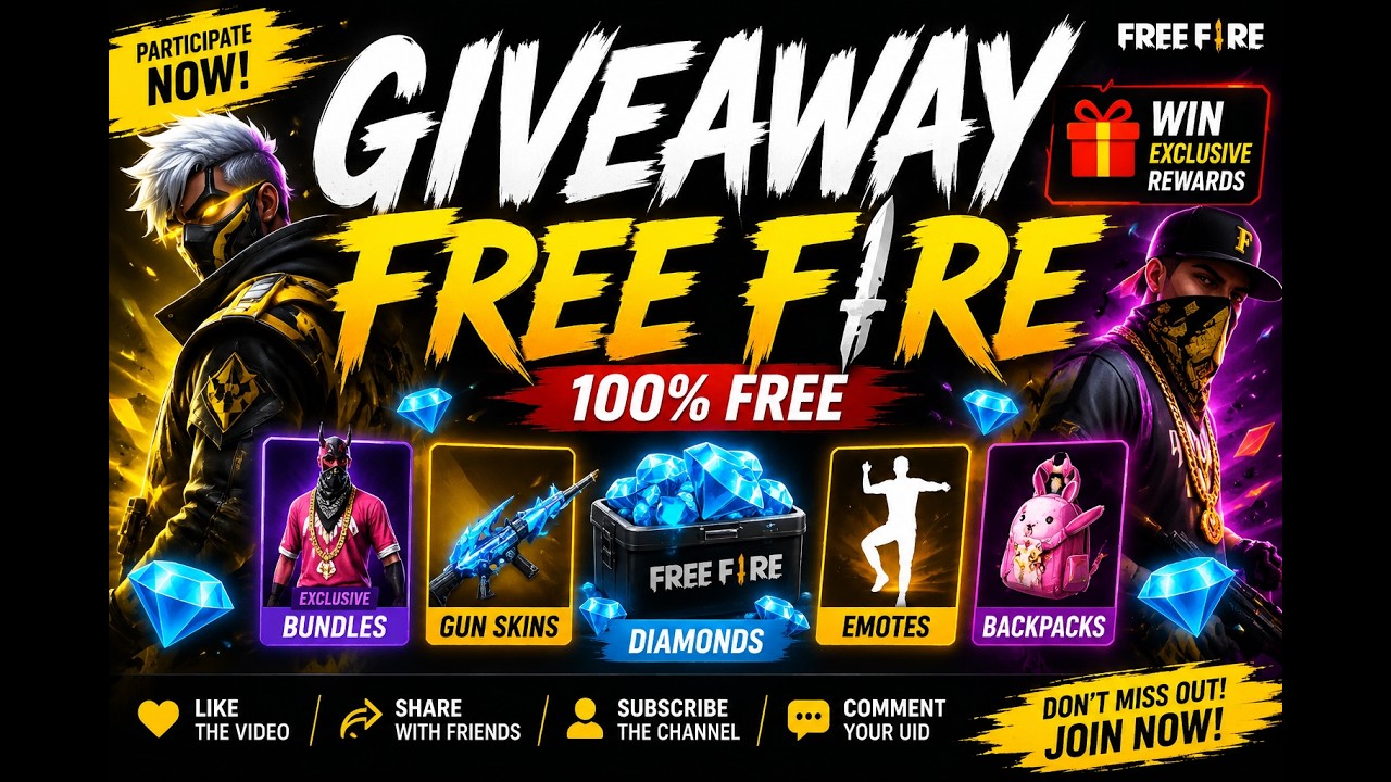 🎁 Free Fire Giveaway 2026 | 100% Free redeem code & Rewards 1000 ✅