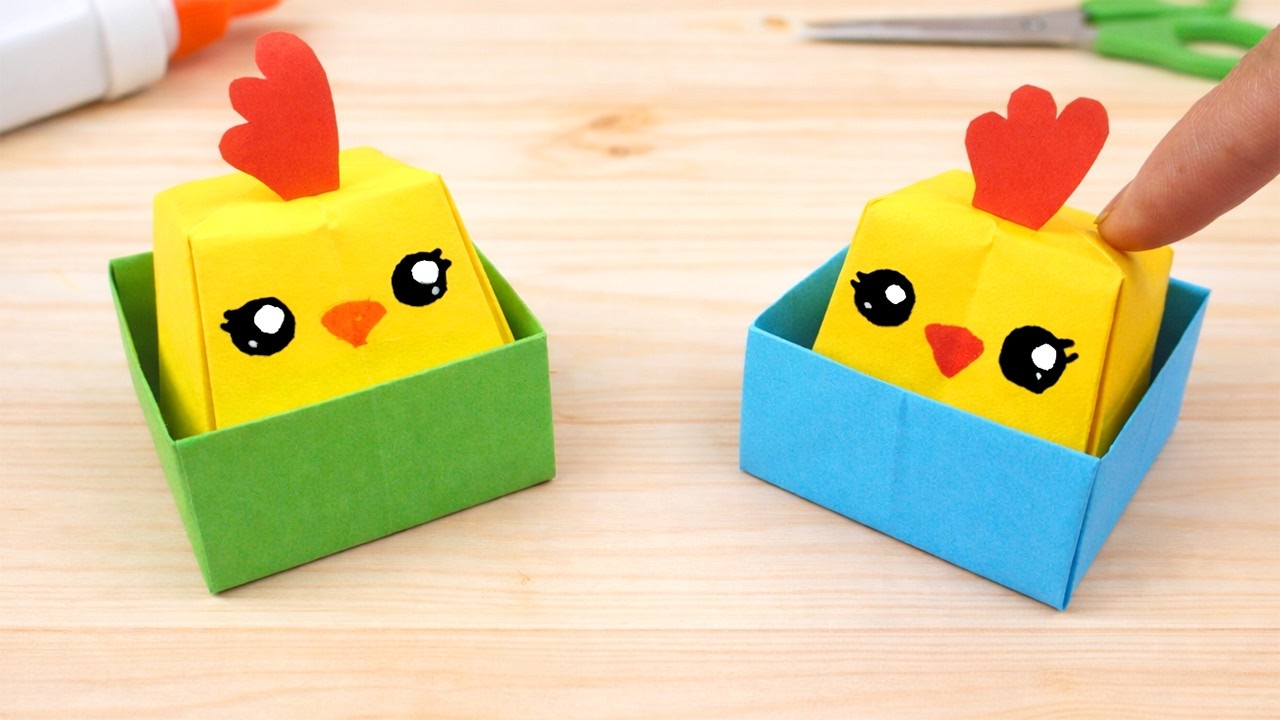 Basteln mit papier Ostern: Hühner falten einfach - Ostergeschenke selber machen | Ostern basteln