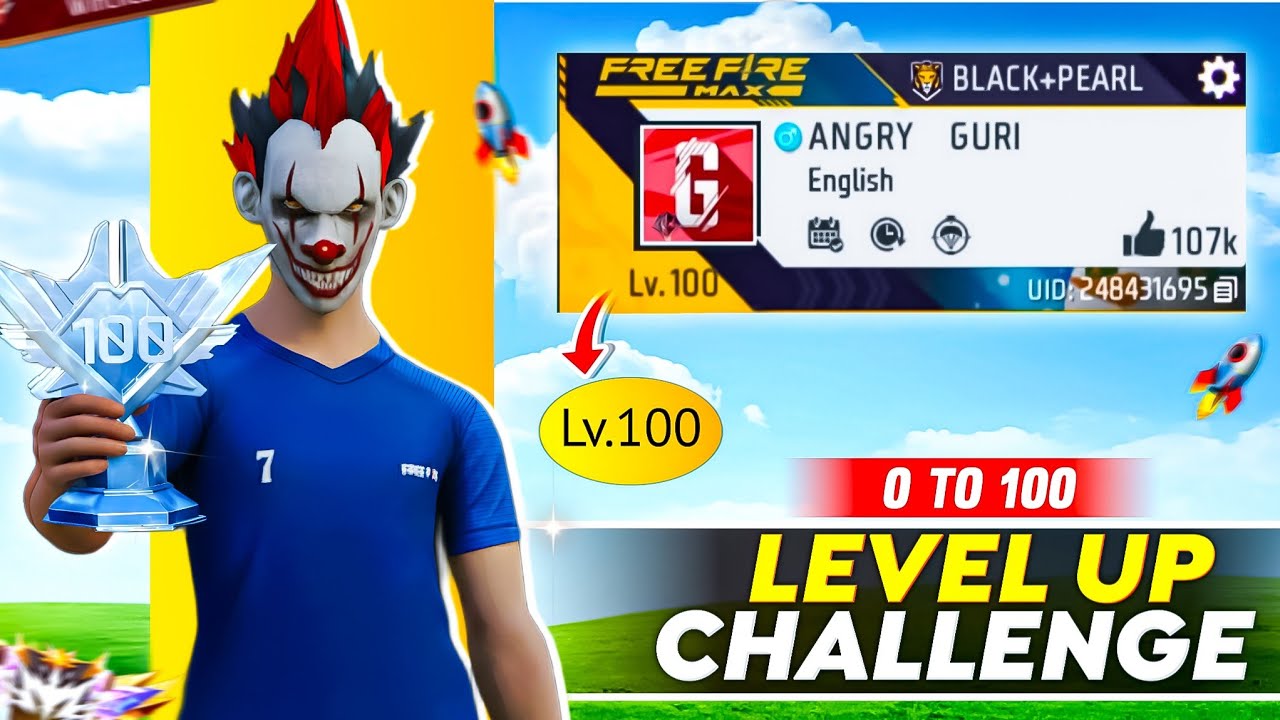 Pushing 100 Level in 24 Hour  - CROSSBONES GAMING | 0 to 100 level challenge in free fire |