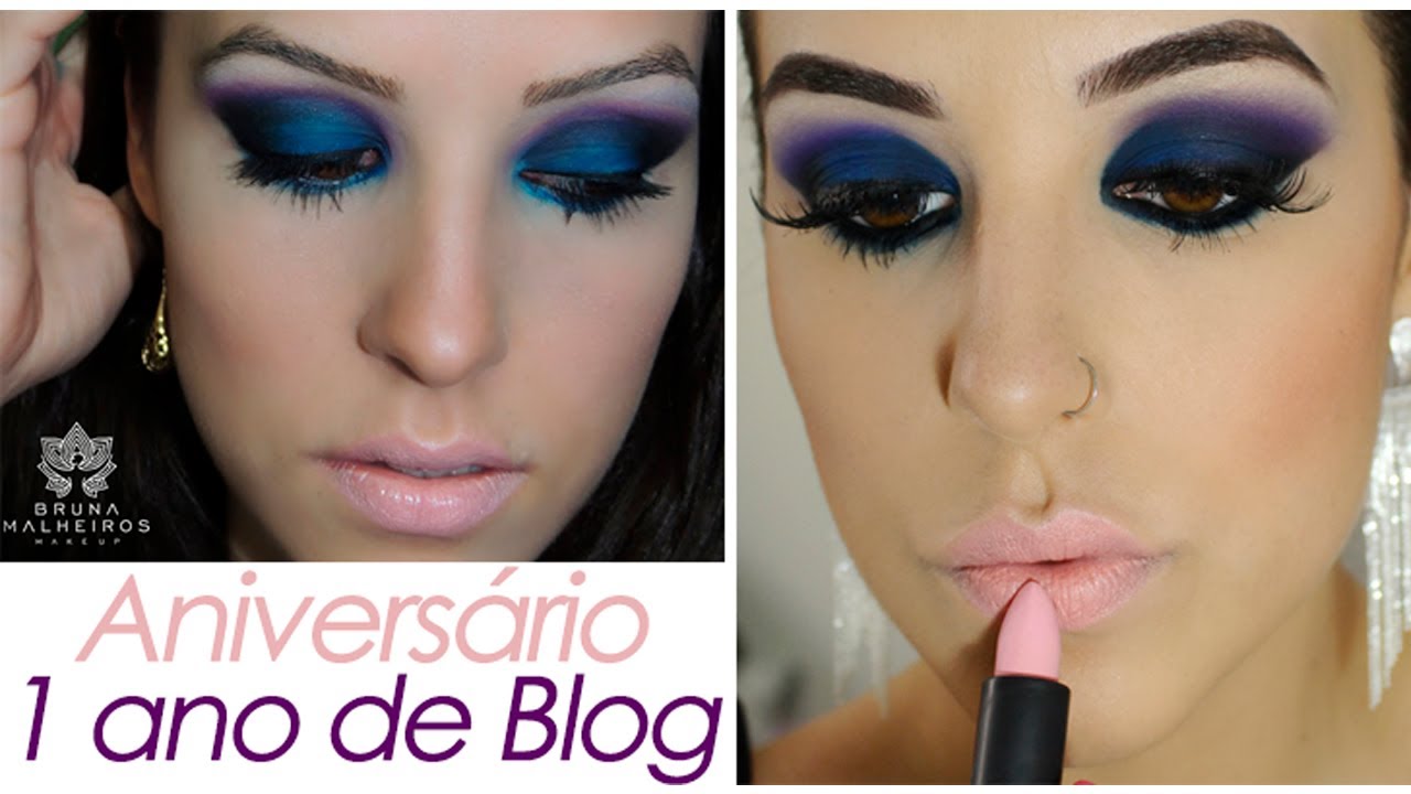 Makeup Azul e Roxa: 1 Ano de Blog
