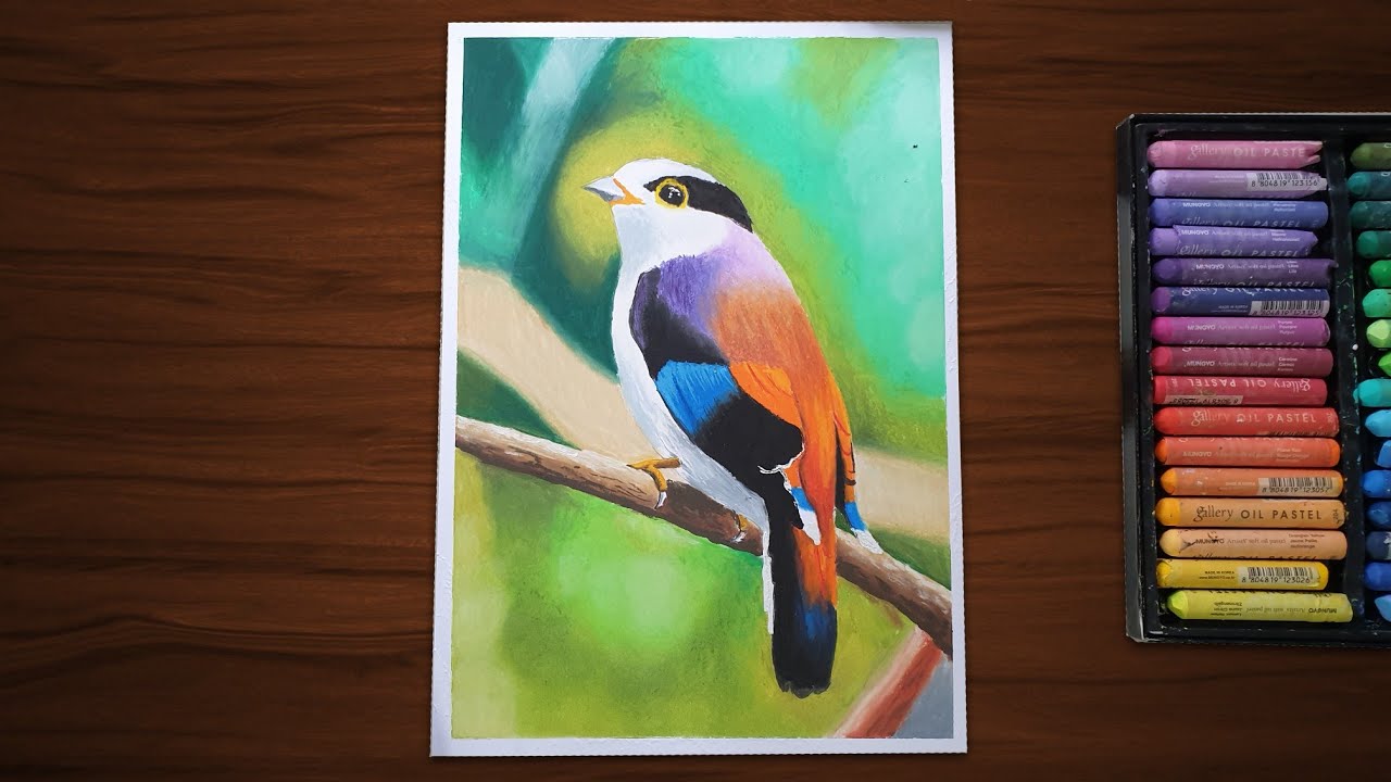 Easy Oil Pastel Drawing for Beginners - a Beautiful Bird