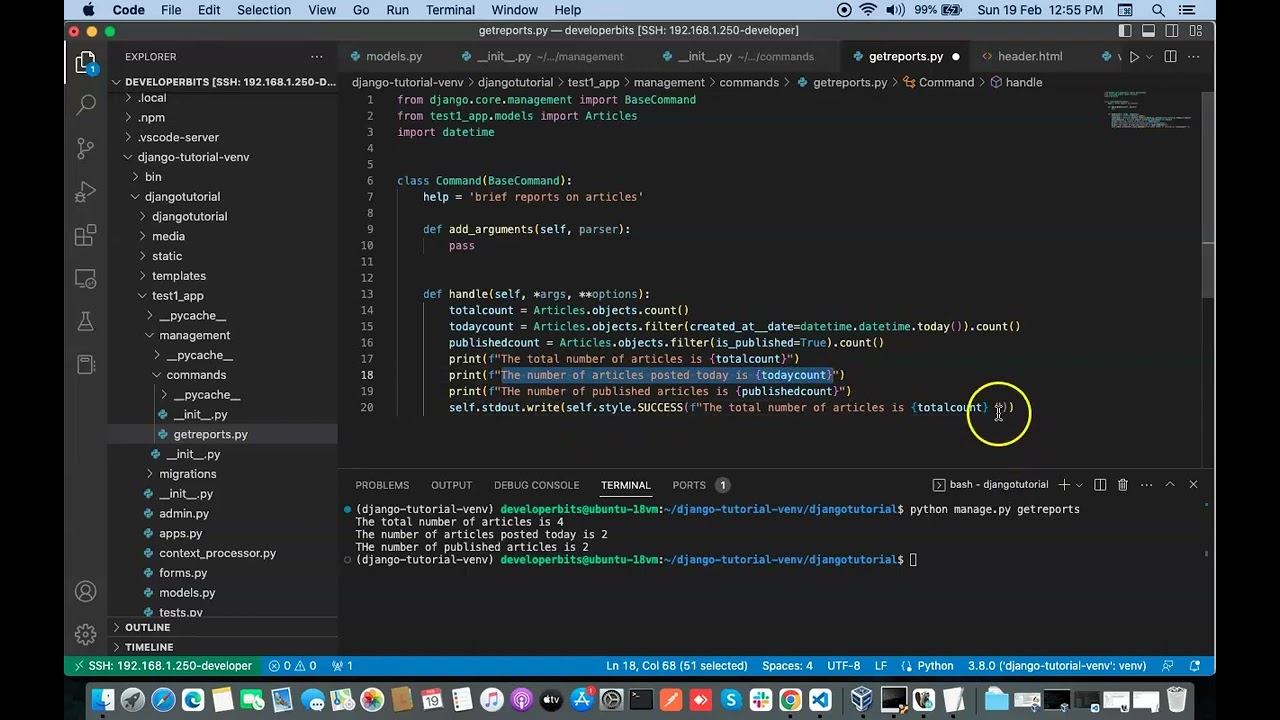 MANAGEMENT COMMANDS IN DJANGO (create command line functions using Django management command)
