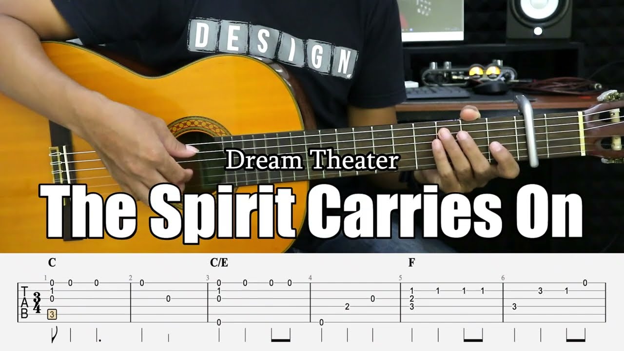 The Spirit Carries On - Dream Theater - Fingerstyle Guitar Tutorial + TAB & Lyrics