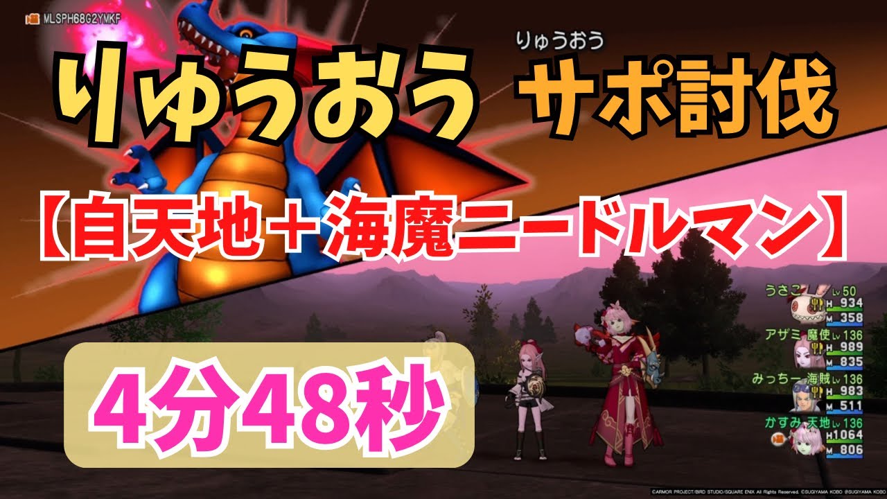 【ドラクエ10 】りゅうおう サポ討伐 4分48秒【自天地＋海魔ニードルマン】