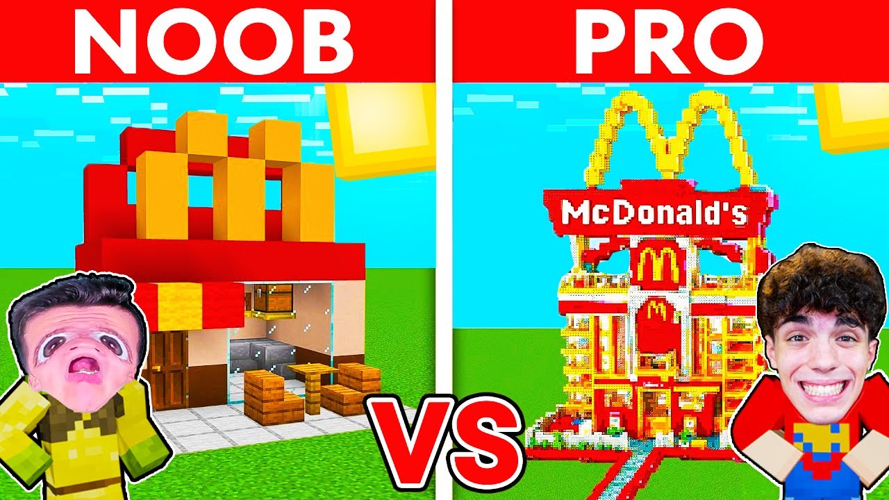 NOOB VS PRO: COSTRUIAMO IL MCDONALDS NELLA BATTAGLIA DI COSTRUZIONI su MINECRAFT!