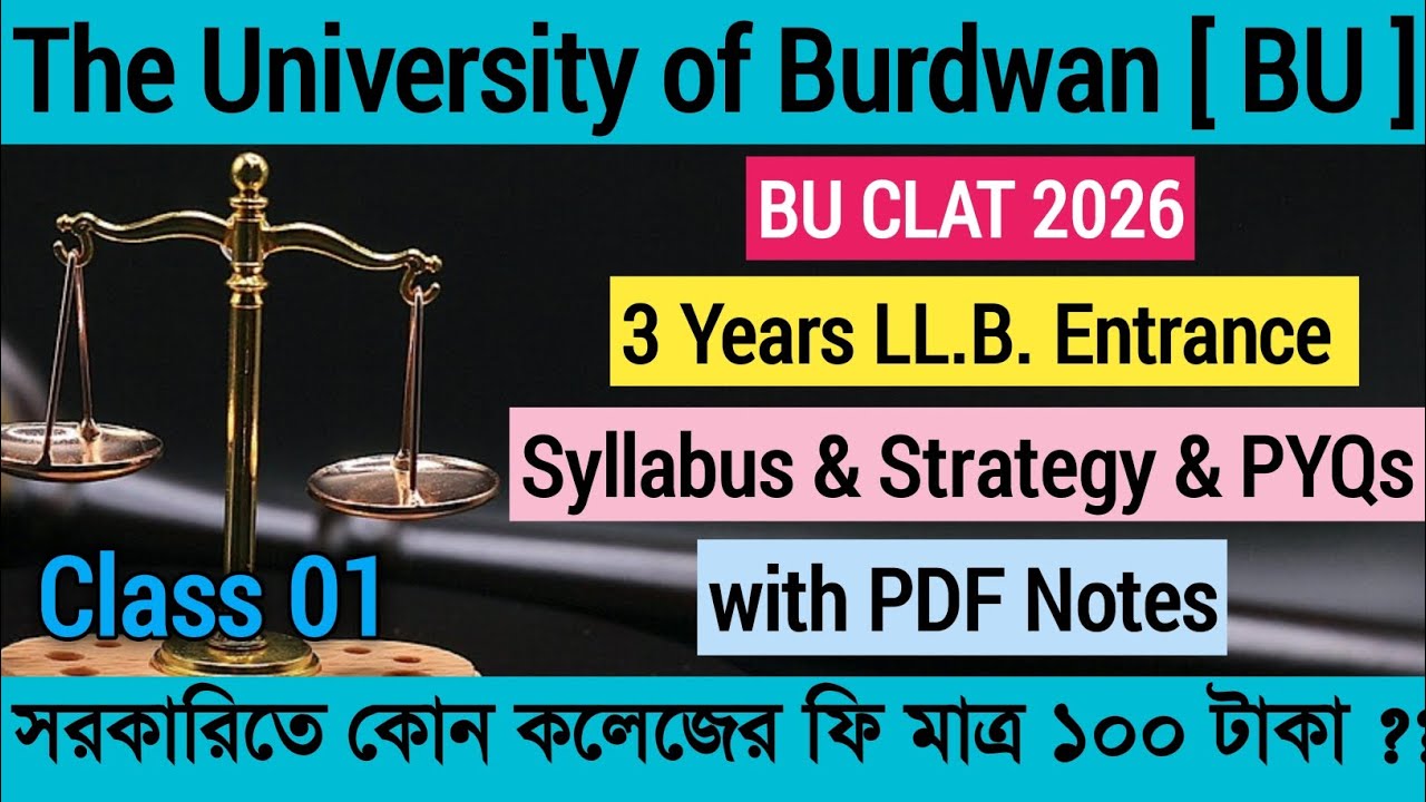 The University of Burdwan 3 Years LLB Entrance 2026 | Admission | Syllabus & Previous Year Question|