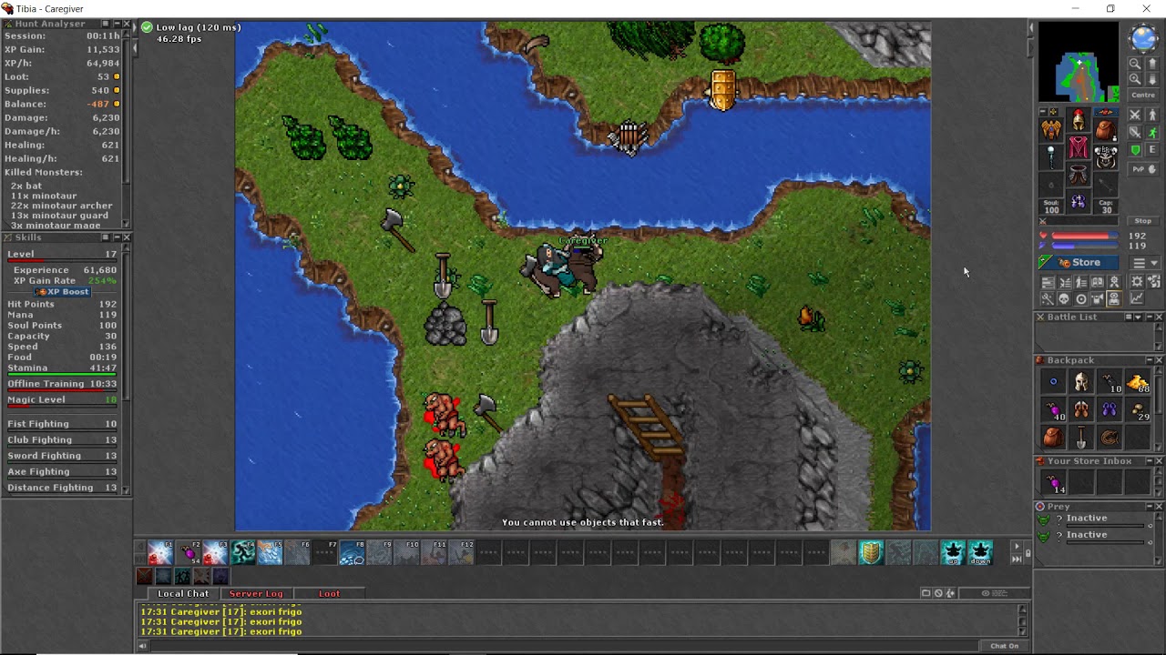 Tibia LvL 16 - 20 Kazordoon Minotaur Tower (70k/h)