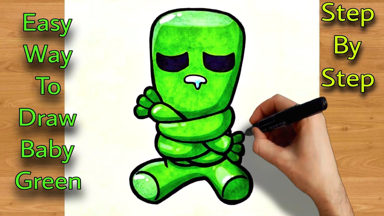 How to Draw Baby Green from Rainbow Friends - Roblox Drawing