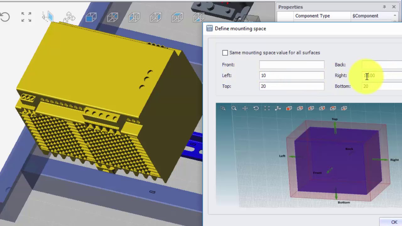 Mounting space allocation on 3D components