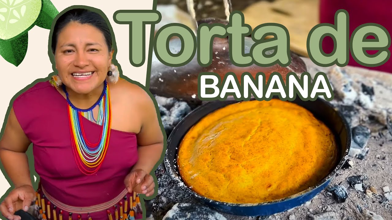 Sabrosa torta de plátano echo en carbón de leña a puro estilo de recetas de la abuela.