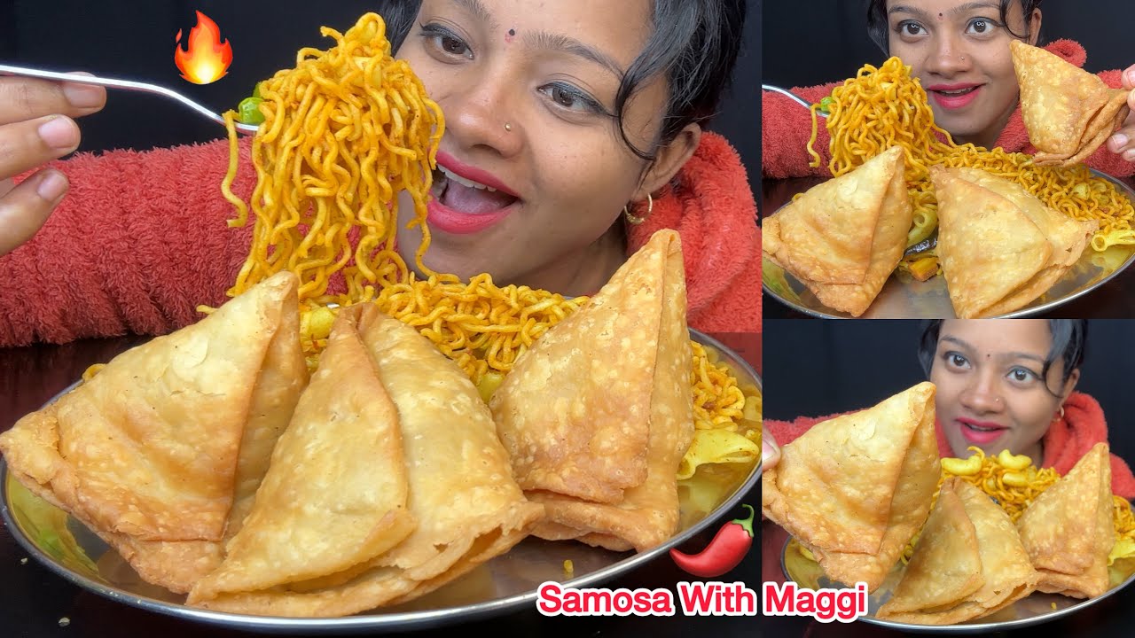 Masala Maggie With Samosa Eating 😋🔥