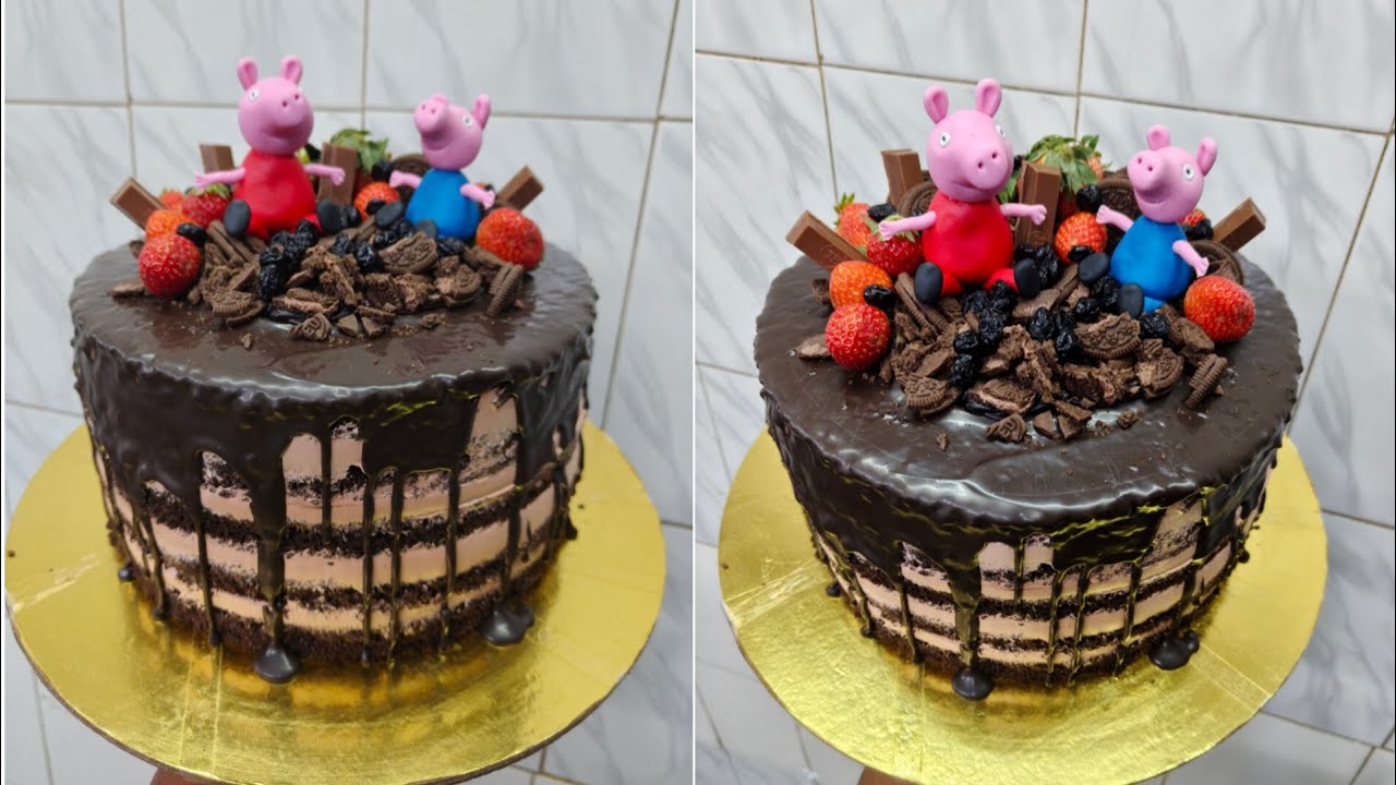 Peppa Pig Chocolate Drip Cake 🎂🐷 | Kids Birthday Special Cake | Cake Decorating Vlog