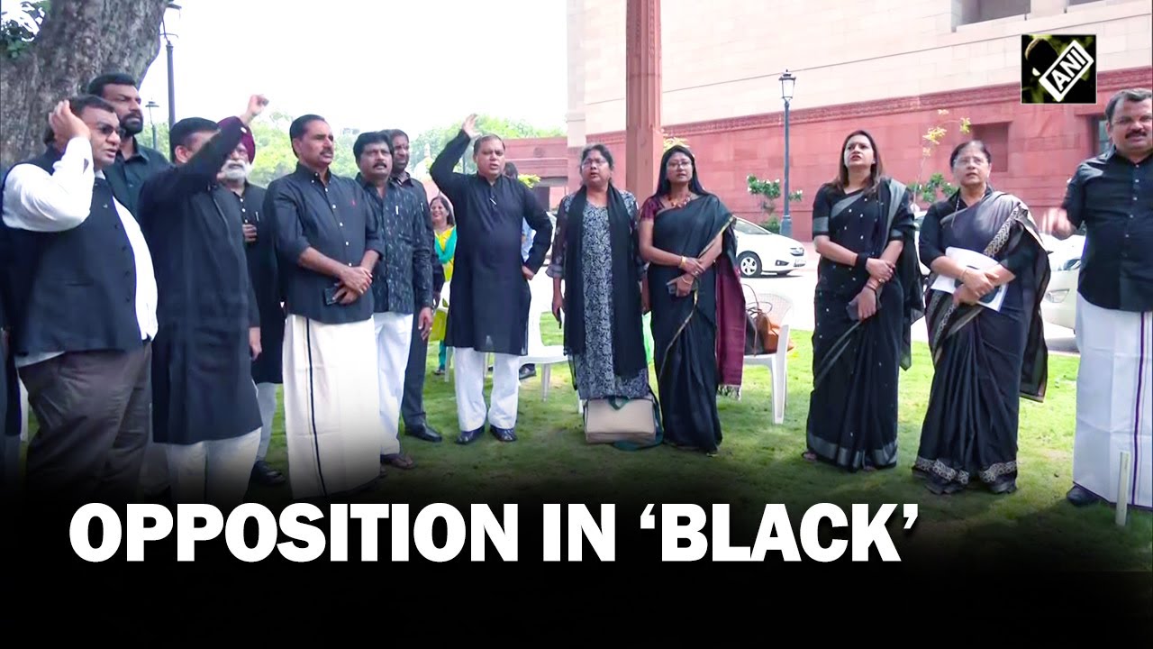 INDIA alliance leaders wear &lsquo;black&rsquo; to Parliament in protest against Manipur situation