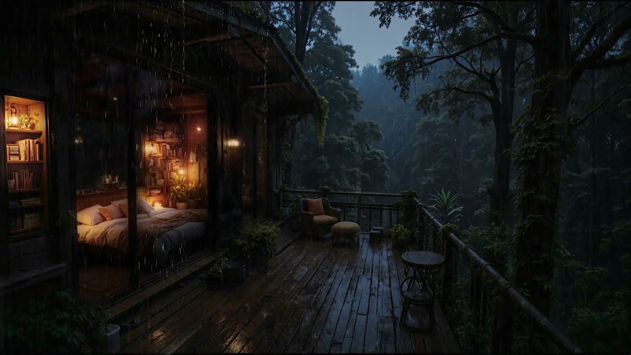 Soft Rainfall at a Quiet Woodland Cabin 🌧️ | Perfect White Noise for Sleeping