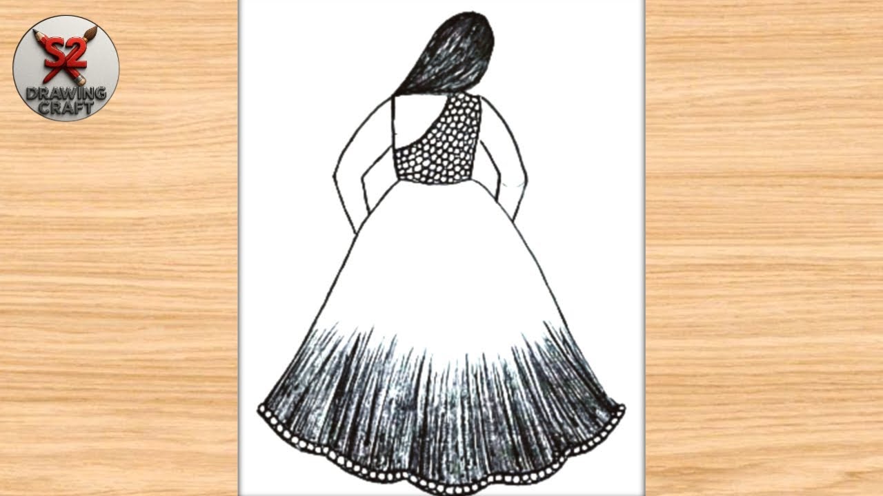 Girl beautiful dress👗drawing | pencil sketch draw | how to easy girl draw | simple drawing